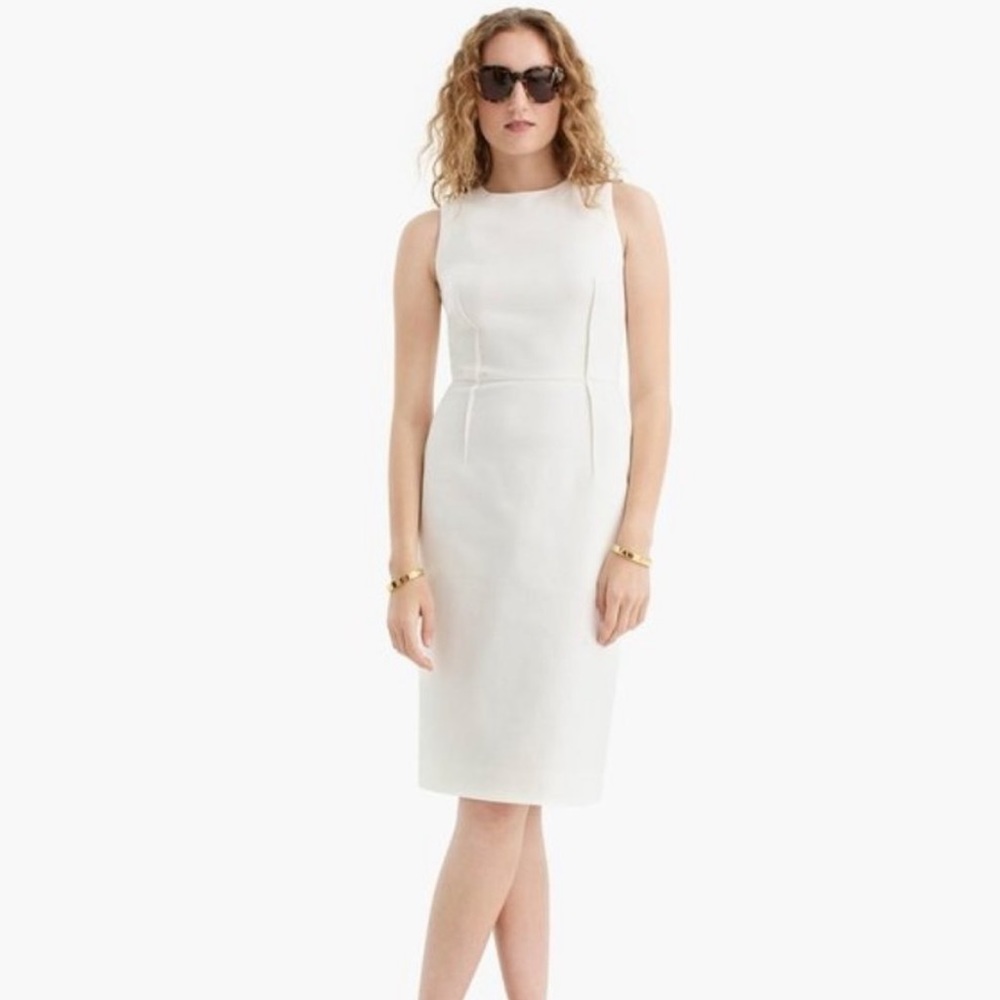 NWT J.Crew White Sheath Dress in Bi-stretch Cotton
